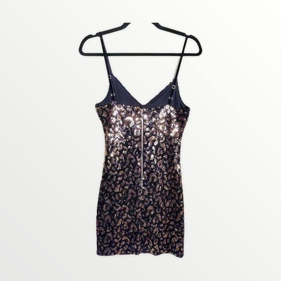 Guess Gold Black Leopard Sequin Dress Sleeveless Small NWT - Picture 12 of 12